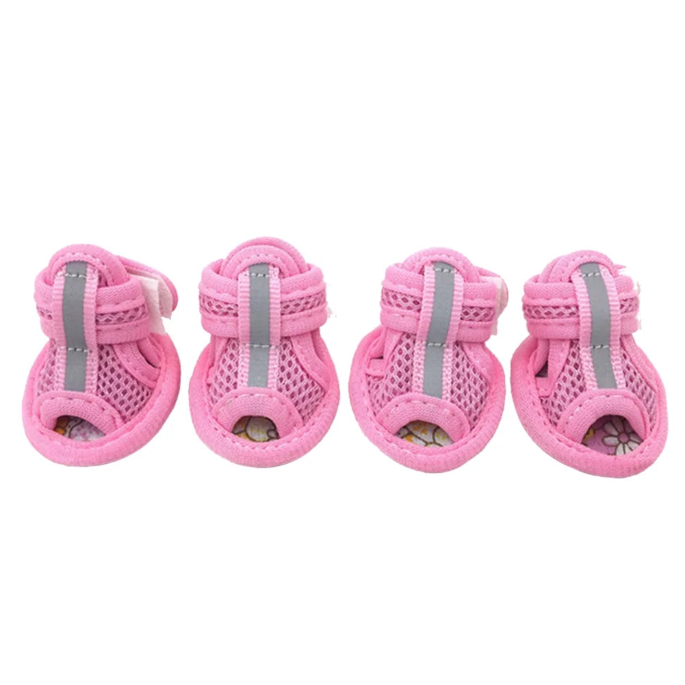 4Pcs Rubber Sole Mesh Cotton Breathable Anti-Skid Pet Shoes Dog Puppy Sandals for Your Pet Puppy Small Medium Large Dogs