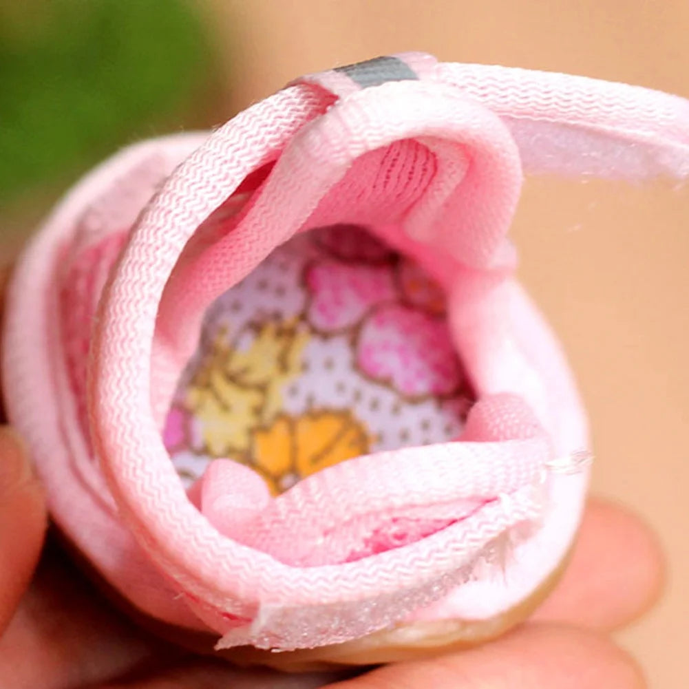 4Pcs Rubber Sole Mesh Cotton Breathable Anti-Skid Pet Shoes Dog Puppy Sandals for Your Pet Puppy Small Medium Large Dogs